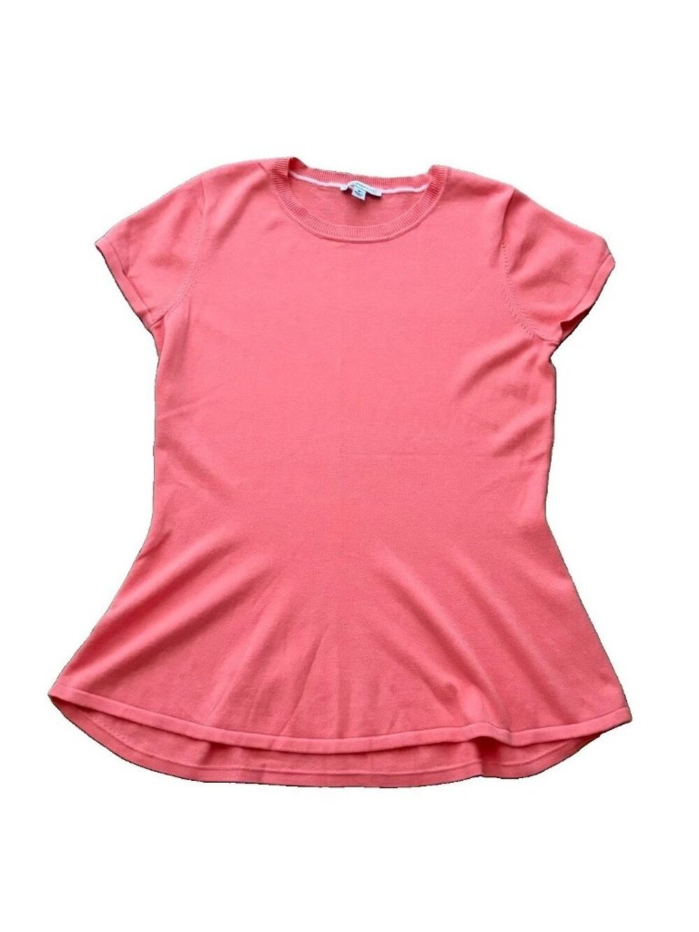 Isaac Mizrahi Medium Pullover Crew-Neck Tunic Sweater Coral Short Sleeve